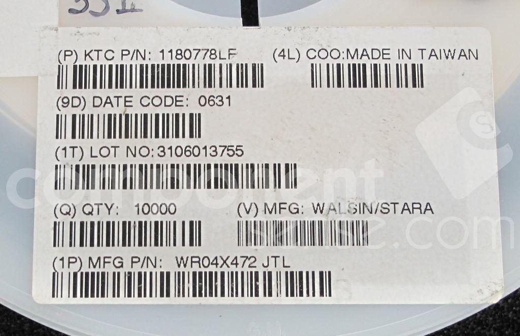 WR04X472 JTL Walsin Technologies WR04X472JTL datasheet