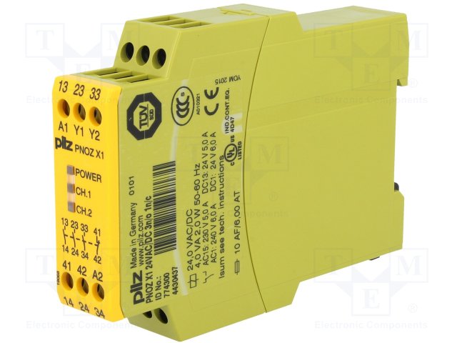 pnoz x1 datasheet 774340 | pilz 24 v dc safety relay single or dual channel with 3.