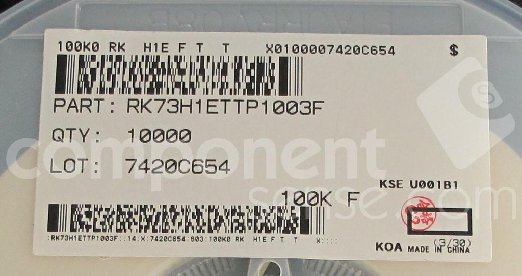 RK73H1ETTP1003F KOA Speer Datasheet PDF & Technical Specs