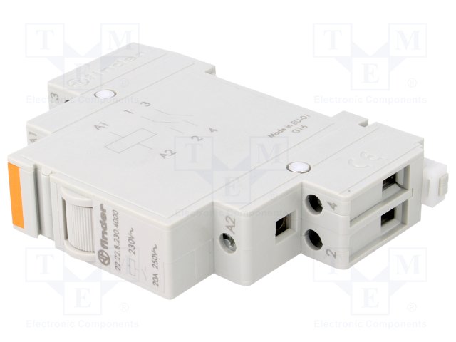Relais modulaire 1NO + 1NC  20A 230V AC, AgSnO2