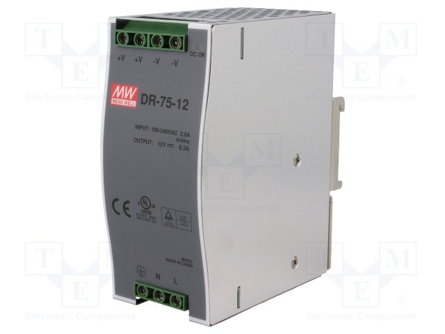 DR-75-12 Mean Well - Datasheet PDF & Technical Specs