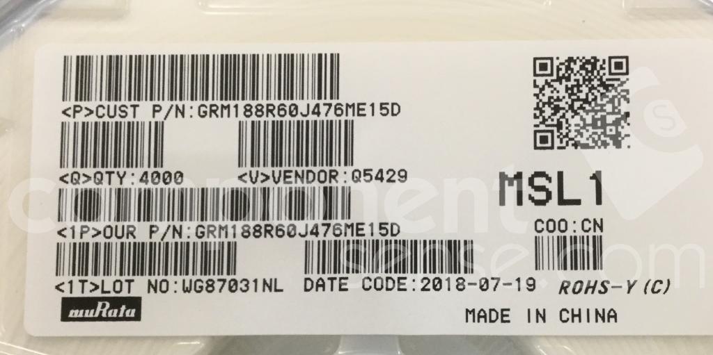 GRM188R60J476ME15D Murata - Ceramic Capacitors