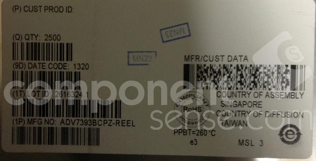 ADV7393BCPZREEL Analog Devices Datasheet PDF & Technical Specs