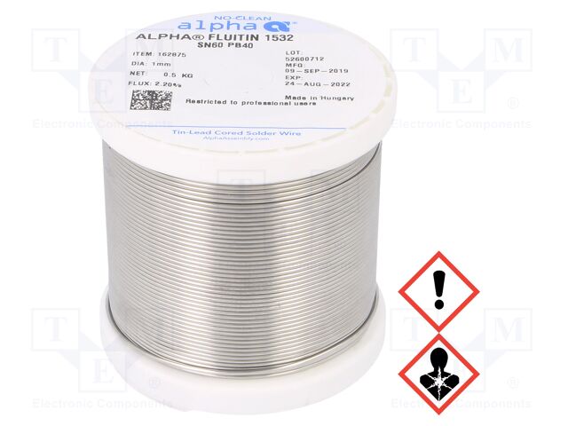 Alpha - SN60PB40 FLUITIN 1532/122 1MM 500G
