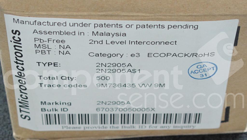 STMicroelectronics 2N2905A | Component Sense