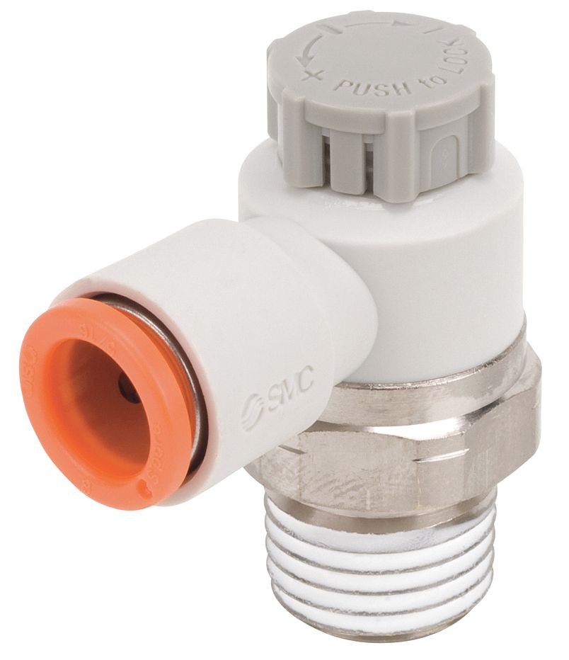 Pack of 2 SMC Electroless Nickel-Plated Brass and PBT Elbow Flow Control Valve with 10mm Tube Size AS2201F-01-10SD, Pack of 2 SMC Electroless Nickel-Plated Brass and PBT Elbow Flow Control Valve with 10mm Tube Size AS2201F-01-10SD,