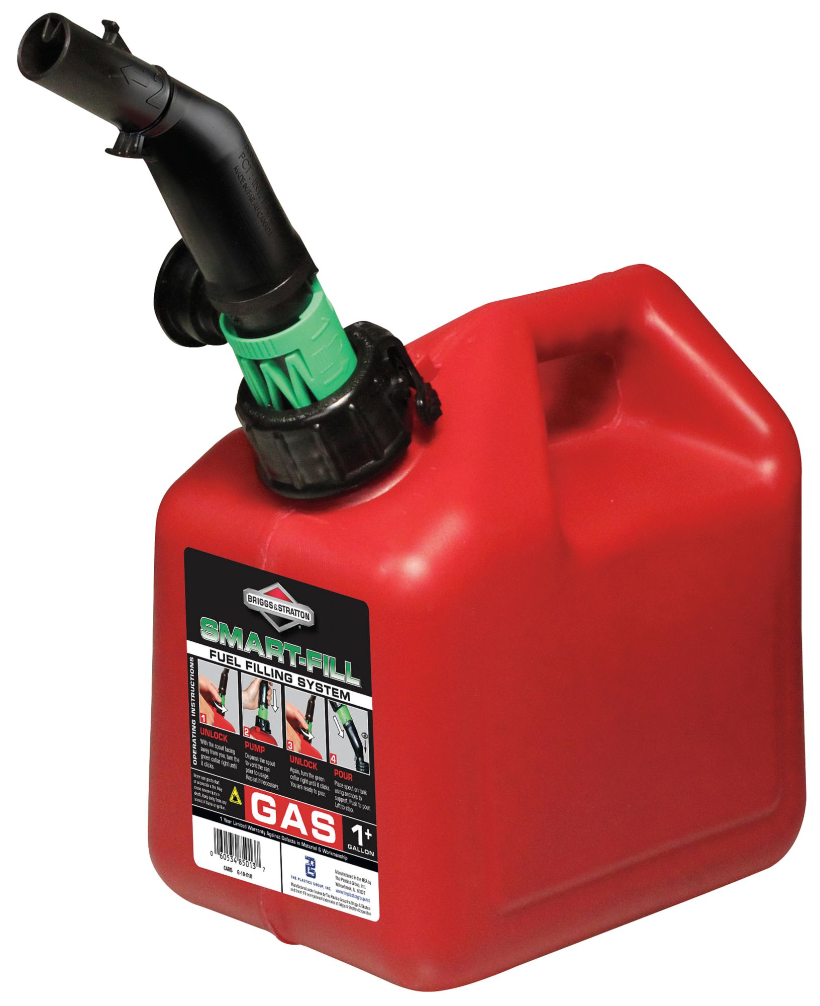 Red Polyethylene Gas Can BRIGGS /& STRATTON 85013G 1 gal