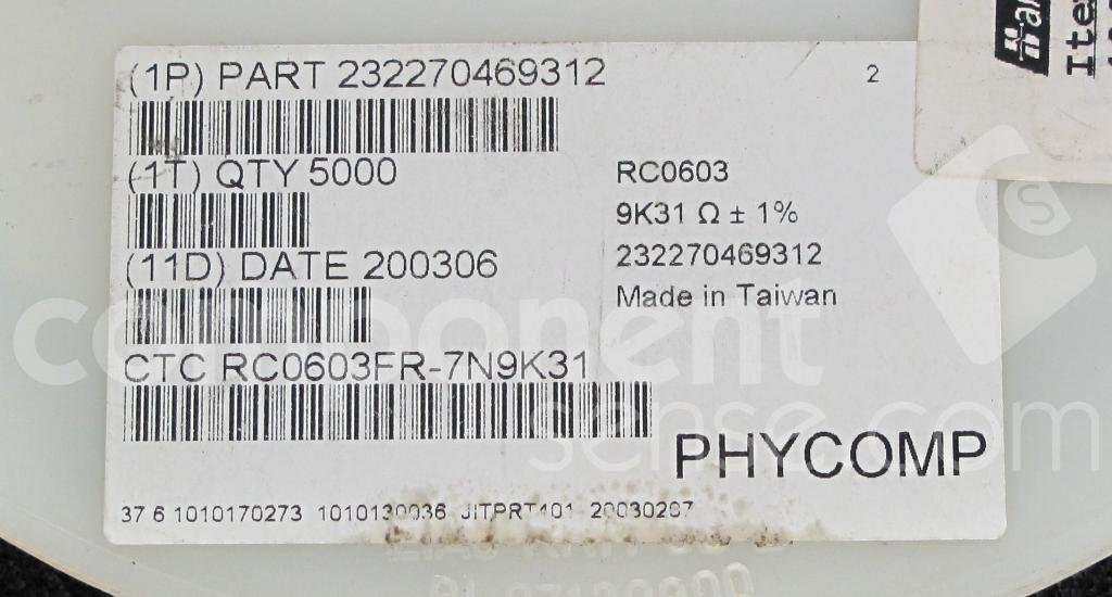 Yageo / Phycomp - RC0603FR-7N9K31