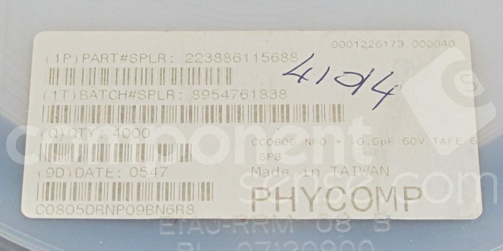 Yageo / Phycomp - CC0805DRNP09BN6R8