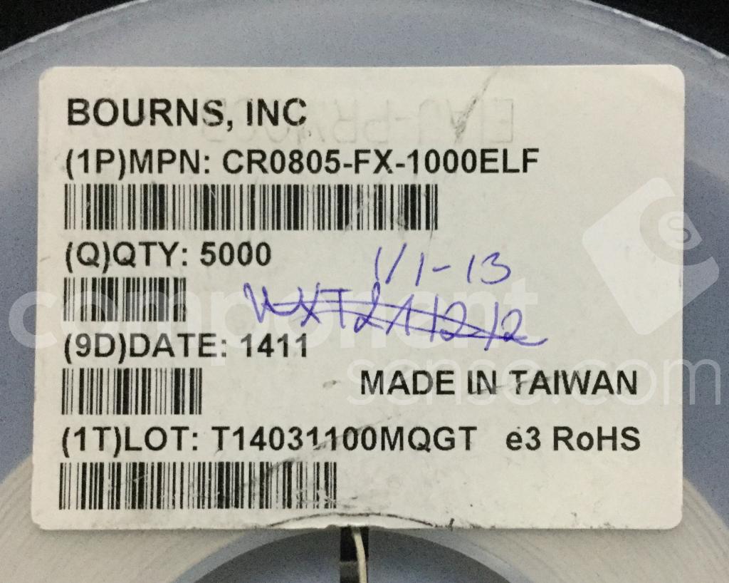 CR0805-FX-1000ELF Bourns - Datasheet PDF & Technical Specs